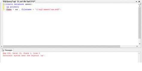 Toradh íomhá ar Incorrect Syntax Near