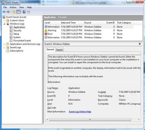 Image result for +Windows 7 EventLog