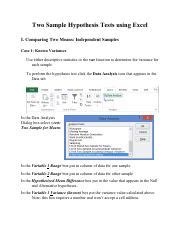 Image result for Independent Samples T-Test Hypothesis Testing Excel