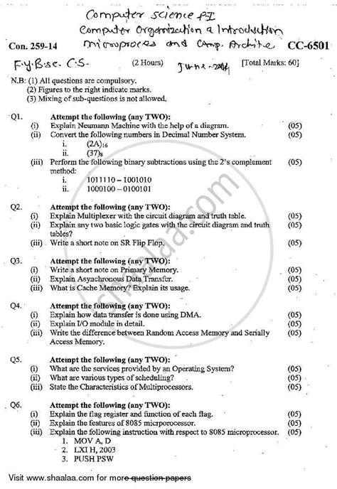 Toradh íomhá ar Computer Architecture Question Paper