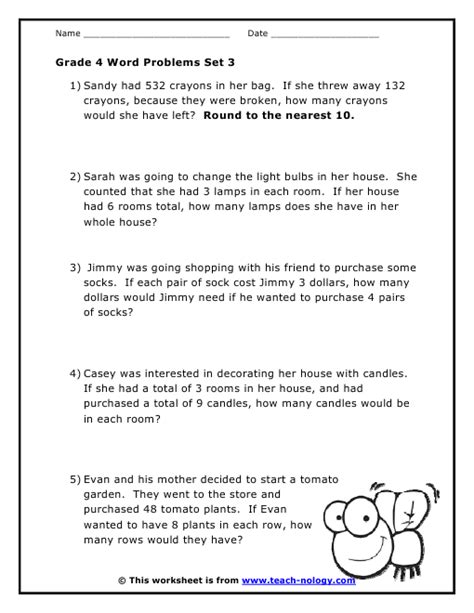 Image result for Grade 4 Math Worksheets Word Problems