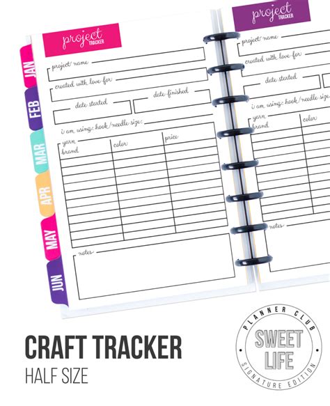 Afbeeldingsresultaten voor Craft Project Tracker Printable
