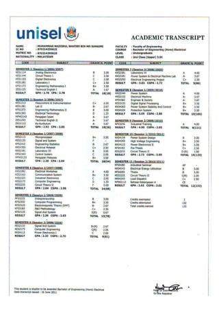 Image result for Academic Transcript USM