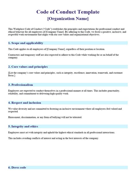 Code of Conduct Document に対する画像結果