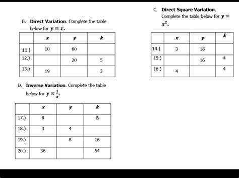 Afbeeldingsresultaten voor Direct Variation Equation Table of Values