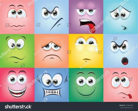 Cartoon Faces Emotions Stock Vector 152004668 - Shutterstock