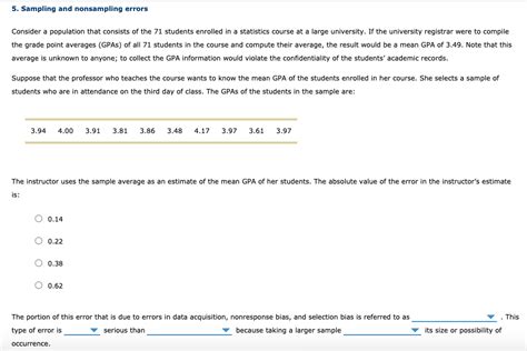 Nonsampling vs Sampling Error に対する画像結果