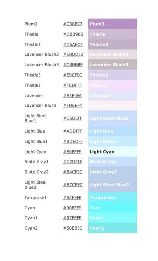 Image result for Premium Colour Names in HTML