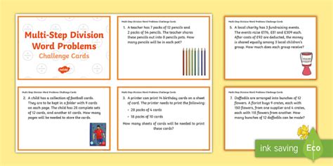 Toradh íomhá ar Multi-Step Division Word Problems