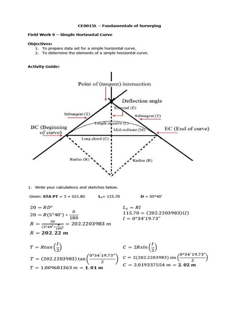 Image result for Horizontal Curve Formulas