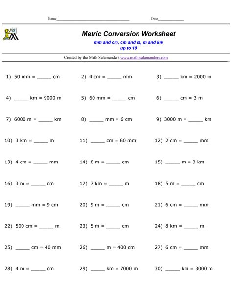 Image result for Metric Conversion Practice Worksheet