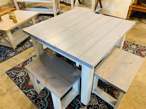 Image result for Kitchen Table Square Rustic with Benches