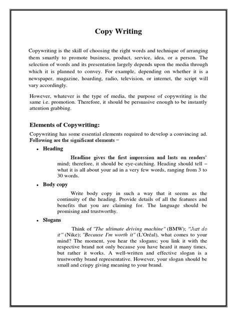 Image result for Examples of Written Copy