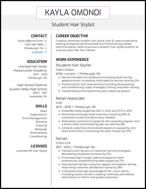 Image result for Sample Hair Stylist Resume Example