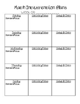 Image result for Sample Math Intervention Plan