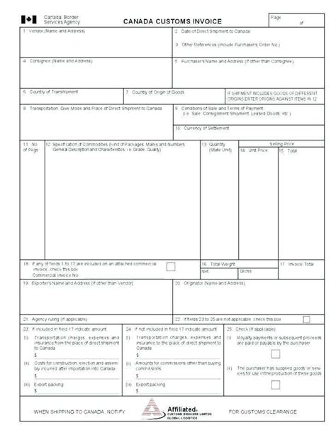 Image result for Customs Invoice Description Example