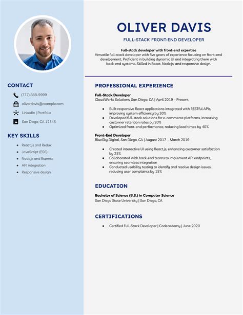 Image result for Front End Developer Resume Examples