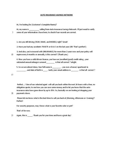 Auto Insurance Script for Call Center に対する画像結果