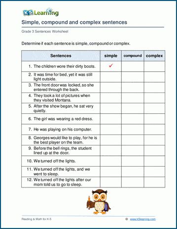 Image result for Complex Sentences Worksheet 3rd Grade