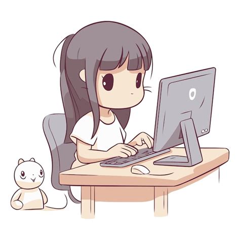 Image result for Anime Characters with Computer