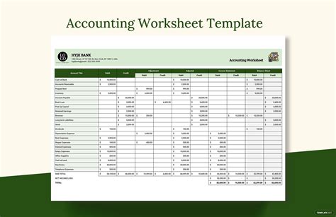 Image result for Acccounting Worksheet