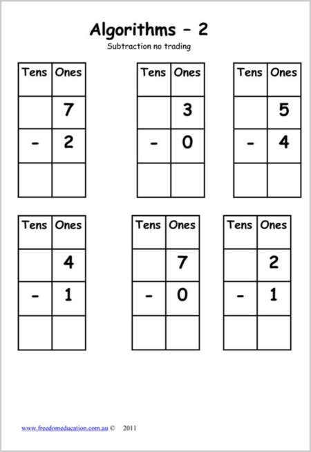 Image result for Worksheet for Addition and Subtraction Algorithm