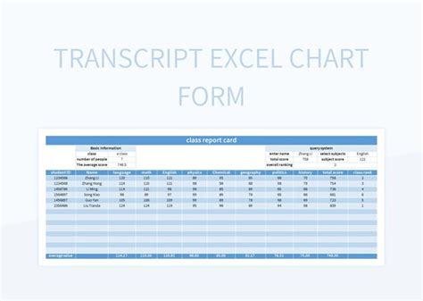 Image result for Transcript. Table Editable Free
