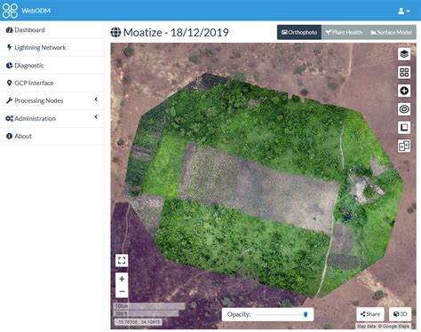 Webodm Processing with GCP に対する画像結果