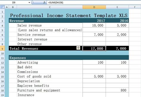 Image result for Income Statement Excel