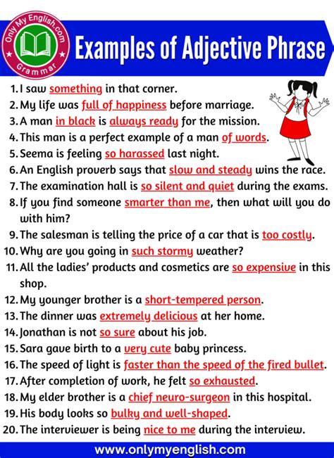 Image result for Adjective Phrase Examples Sentences