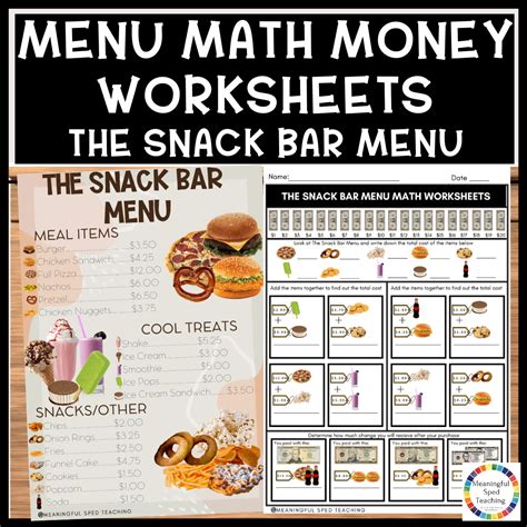 Afbeeldingsresultaten voor Menu Math Worksheets