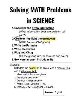 Image result for Science Problem Solving Sheets