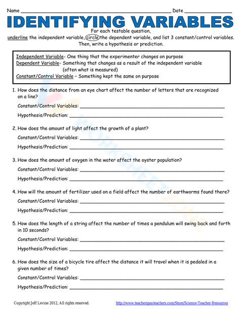 Image result for Identifying Variables Worksheet Book