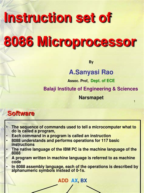 The Instruction Set of the 8086 Microprocessor | PDF | Assembly ...