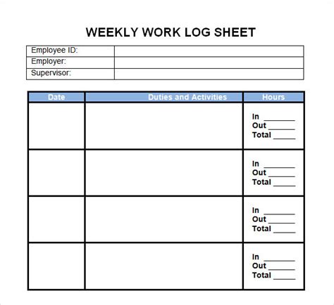Image result for Weekly Work Log