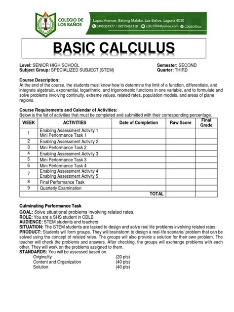 Image result for Basic Calculus Quarter 4 Module 1
