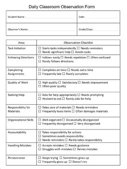 Image result for Classroom Observation Weekly Form