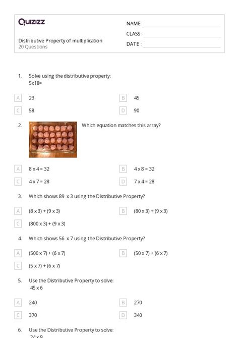 Toradh íomhá ar Distributive Property Multiplication Expressions