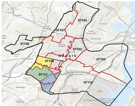 Toradh íomhá ar Newark NJ Zip Code Map
