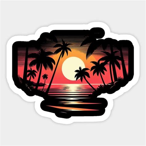 Image result for Palm Tree Sunset Sticker