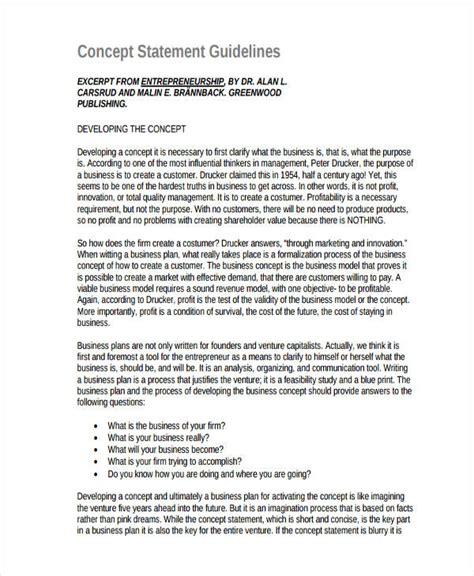 Image result for Business Concept Statement Examples