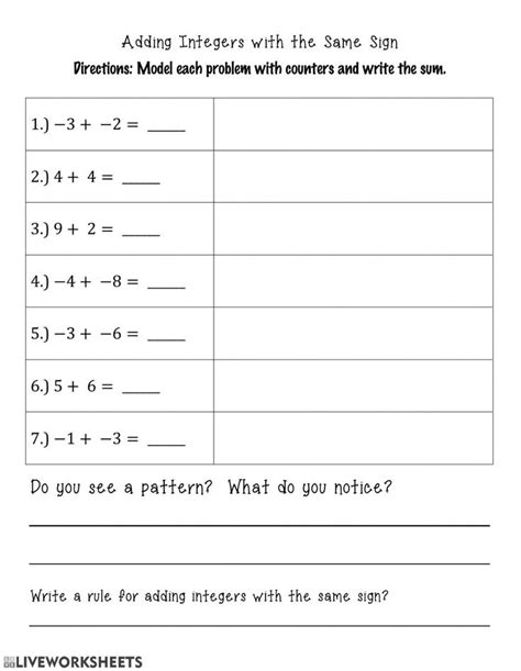 Addition of Rational Numbers Worksheet に対する画像結果