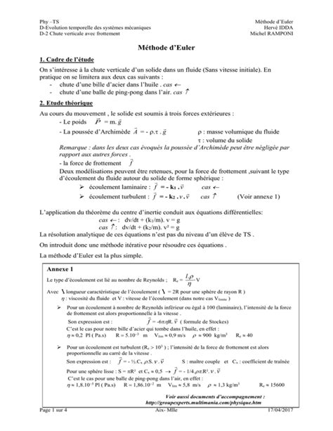 Toradh íomhá ar Methode d'Euler Explication Python