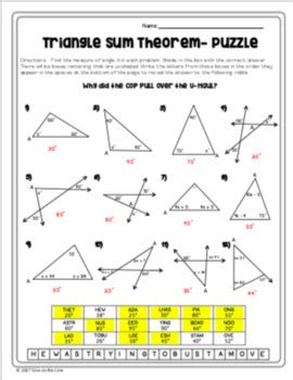 Image result for Triangle Angle Sum Theorem Worksheet