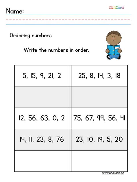 Image result for Ordering Numbers First Grade