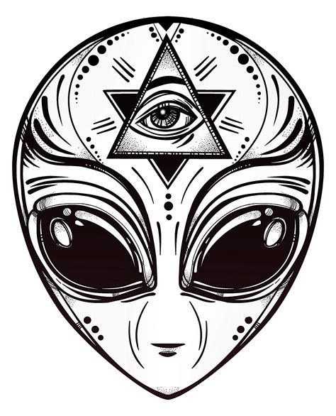 Toradh íomhá ar Alien Drawing Black and White