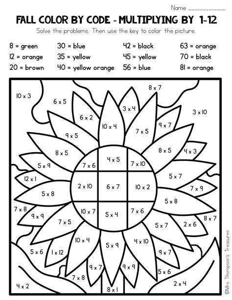 Image result for Color by Code Multiplication Worksheet