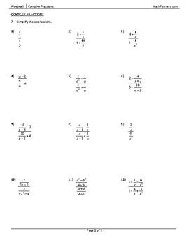 Bildergebnis für Complex Fractions Worksheet Precalculus PDF