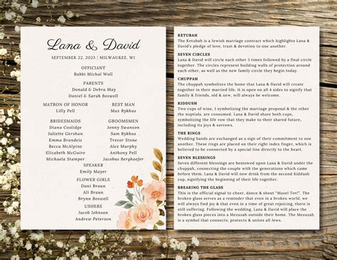 Image result for Jewish Wedding Program Examples