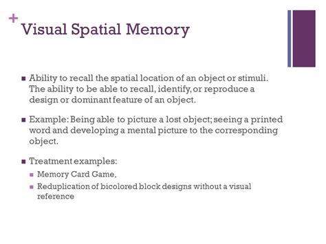 Visual Spatial Memory Tasks に対する画像結果